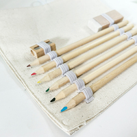 Ensemble de papeterie écologique, trousse à crayons en toile enroulable avec crayons de couleur en bois pour les enfants d'âge scolaire, cadeau pour les étudiants