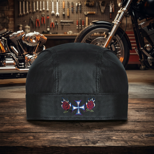 Bandana Durag en cuir de taille personnalisée unisexe avec logo personnalisé style motard chapeaux écharpe design personnalisé - Product Image 3