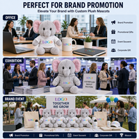 Peluche Ecológico de Elefante con Logotipo Personalizado, Juguete Suave para Niños, Regalo, Promoción Navideña, Venta al Por Mayor