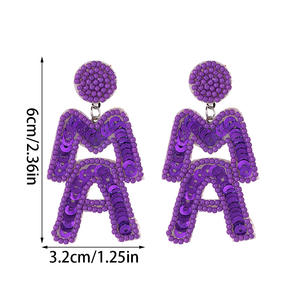 ต่างหูทอสำหรับสตรี Uionen 1862ต่างหูแบบลูกปัดรูปตัวอักษรที่สร้างสรรค์สำหรับวันแม่ - Product Image 5