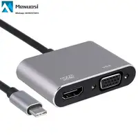 USB C çift VGA HD MI Splitter (Thunderbolt 3 uyumlu) adaptörü