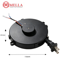 Câble d'extension rétractable Mella Small Black Custom AC Plug SJTW, dénudé, 13A, en matériau ignifuge, compact, pour appareils électroménagers