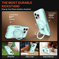 Funda Resistente a Caídas para Teléfono con Anillo Plegable y Soporte, Cubierta Protectora Reforzada para iPhone 15 16 17 Pro Max