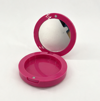 Boîte à poudre compacte transparente à couvercle pressurisé, boîte à blush cosmétique avec diamètre intérieur de 72,7 mm et miroir