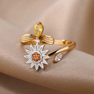 G4177 Wholesale Sun Shape Rotatable <strong>Rings</strong> Flower <strong>Spinner</strong> <strong>Ring</strong> Spinning Rotating Adjustable Fidget <strong>Ring</strong> <strong>Spinner</strong> for Anxiety - Product Image 2