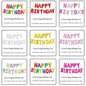 Vente en gros pour le commerce extérieur : Ensemble de ballons en aluminium de 16 pouces, alphanumériques, motifs Joyeux Anniversaire, dessins animés, animaux et extraterrestres, pour la décoration de fête - Product Image 2