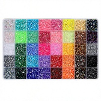 Ensemble d'accessoires pour nail art en boîte, style simplicité professionnelle, confort optimal, 24/28/40 compartiments, breloques en résine mixtes, perles et strass