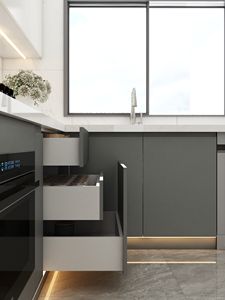 Gabinetes de Cocina de Lujo Modernos Estilo Shaker Gris, Fabricados a Medida en Madera de Guangdong, Pre-Ensamblados - Product Image 3