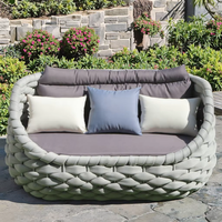 Moderno aluminio 3 plazas Bali al aire libre sofá conjunto tejido a mano Cheslong para sala de estar o salón Patio muebles de Dubai
