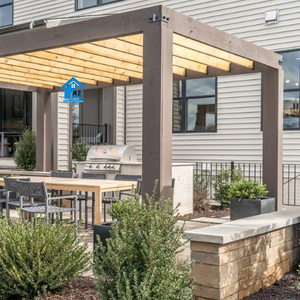 Moderno struttura retrattile <span class=keywords><strong>in</strong></span> <span class=keywords><strong>alluminio</strong></span> legno Pergola <span class=keywords><strong>Gazebo</strong></span> & padiglione per giardino balcone Bar feritoia ad arco profilo tende da sole retrattili - Product Image 4