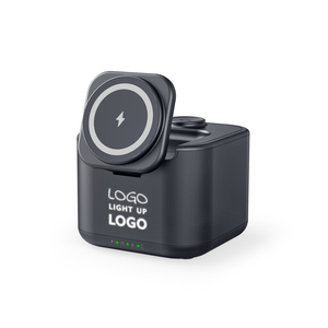 Hot bán 4in1 ánh sáng lên Logo sạc không dây loa răng xanh với microphone có thể gập lại giữ điện thoại di động mini loa không dây - Product Image 1