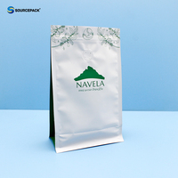 Sachet de café personnalisé Ziplock avec valve et fermeture éclair, emballage de café imprimé à fond plat, pochette de café en aluminium à fond stable