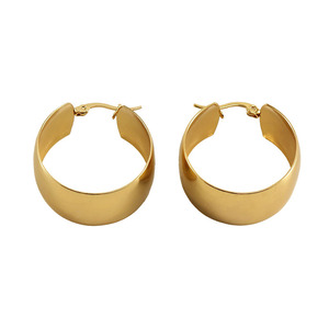 ZOGXIN Gold Hoop Earrings 18K Plated Stainless Steel Women's Fashion Jewelry Geometric Circle Design - Product Image 5