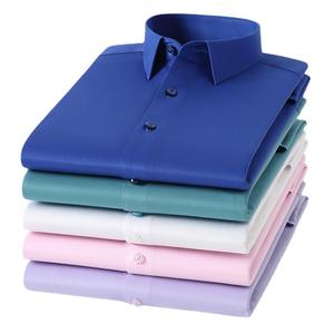 Chemise en fibre de <span class=keywords><strong>bambou</strong></span> 2026 pour <span class=keywords><strong>homme</strong></span>, chemise à manches longues, couleur unie, extensible, infroissable, tenue professionnelle, personnalisable avec logo - Product Image 1