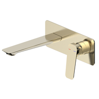 Robinet de lavabo mural encastré minimaliste en laiton brossé moderne avec mitigeur eau chaude/froide et cartouche céramique