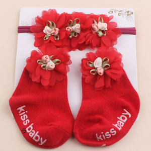 Nuevo Conjunto <span class=keywords><strong>de</strong></span> Calcetines y Diadema con Flores para Bebé, Calcetines Antideslizantes para Primeros Pasos, Hermosos Calcetines con Diadema, Venta al por Mayor - Product Image 4