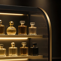 Vitrine de présentation de parfums sur mesure noir mat et or, conçue par des experts pour les boutiques de parfums - Vente directe usine - MOQ 1 pièce