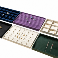 Plateau de présentation de bijoux en velours pour bagues, boucles d'oreilles, colliers et pendentifs, pour comptoir de magasin ou insert de tiroir