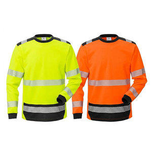 T-shirt <span class=keywords><strong>de</strong></span> sécurité à manches longues, respirant, à séchage rapide, haute visibilité, réfléchissant, avec réflecteur segmenté par transfert thermique pour la construction - Product Image 1