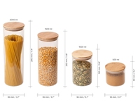 Botol Air Kaca Tahan Lama Ramah Lingkungan dengan Tutup Bambu Model Jepit, Stoples Penyimpanan Dapur Kapasitas Besar, Desain Multifungsi Bergaya Modern