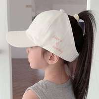 Gorra de Béisbol de PVC de 6 Paneles para Niñas, con Orificio para Cola de Caballo, para el Verano, Diseño Love Parent-Child