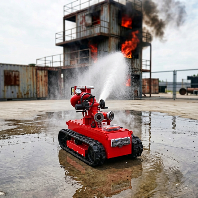 Fire-Fighting Crawler Robot Tracked Utility Vehicles Electric Fire Water Cannon Mobile Chassis