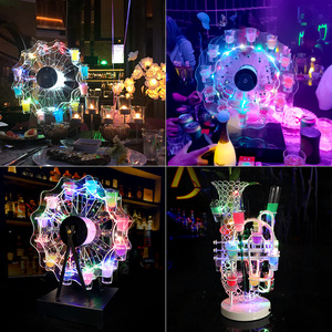 Portavasos con Forma de Rueda de la Fortuna, 12 Orificios, Recargable con LED, Soporte para Bebidas de Fiesta con Luces de Colores para Celebraciones de Cumpleaños - Product Image 4