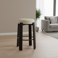 Luxuriöser Hochhocker für Esszimmer und Wohnzimmer Metallrahmen Eisen-Hochstuhl mit Lammfell Barhocker Elegantes Möbelstück