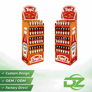 Индивидуальная 4-ярусная напольная витрина из ПВХ для соусов для барбекю, джемов, кетчупов, пива, приправ, напитков для розничной торговли и супермаркетов - Product Image 1