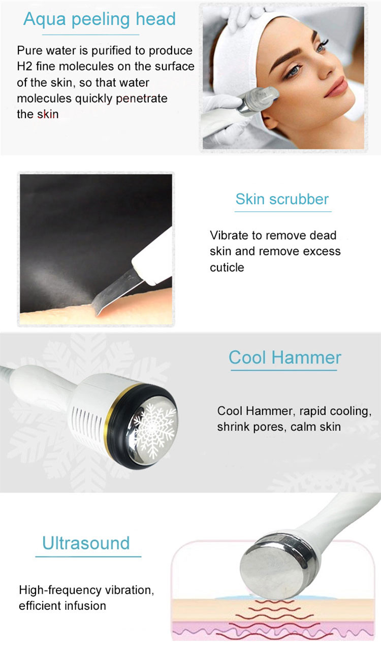 6 in 1 hydrogen oxygen small bubble facial cleaning h202 oxygen filling hydrating beauty equipment