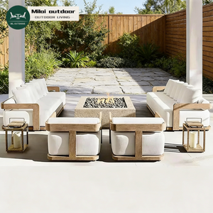 Vendita Diretta dalla Fabbrica: Set di Divani da Giardino Moderni in Legno Massello, Comodi Divani da Esterno in Teak per Cortile - Product Image 1