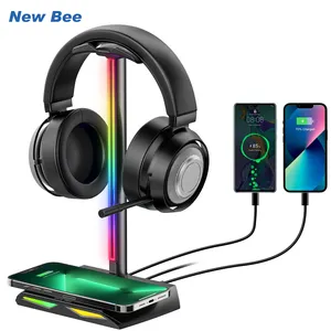 Hot Selling Gaming Accessories Black RGB Gaming Headphone Stand with Wireless Charger Headset Display Stand for Gamer