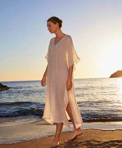 Robe de plage élégante en lin pour femmes, Kaftan d'été décontracté - Product Image 2
