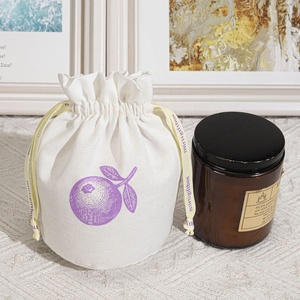 Eco-Friendly Natural Cotton Linen Drawstring Gift Candle Pouch Custom Logo <b>Printed</b> Muslin Cotton Makeup Dust Bag - Product Image 1