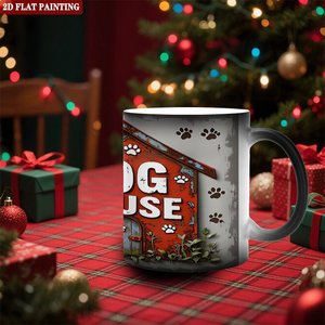 Mug isotherme pour le camping, la randonnée et les activités de plein air, noir givré, 11 oz, en céramique, tasse magique sensible à la chaleur - Product Image 1
