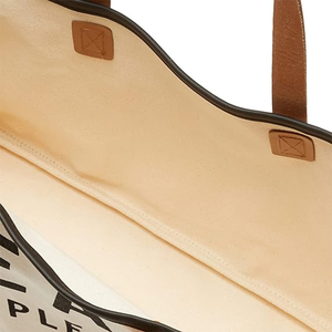 Bolsa de Playa de Lona de Algodón de Lujo para Fin de Semana, Colección Hold Everything, en Blanco y Negro, 100% Verano, con Asas de Cuero Genuino - Product Image 6