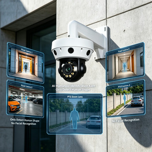Caméra IP PTZ panoramique multi-lentilles de sécurité avec 4 objectifs fixes, 1 objectif zoom optique 20X, suivi automatique et microphone - Product Image 2