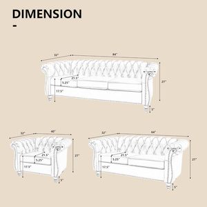 Divano in stile moderno 3 pezzi in velluto <span class=keywords><strong>verde</strong></span> Chesterfield Set 1 + 2 + 3 posti soggiorno divani componibili con bottone a ciuffo - Product Image 4