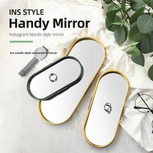 Commercio all'ingrosso di alta qualità stile <span class=keywords><strong>nordico</strong></span> in metallo specchio piatti ovali decorazione per la casa artigianato in vetro cosmetici vassoio di stoccaggio piatti - Product Image 4