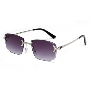 Lunettes de soleil rectangulaires sans monture SPUKA 1745, verres teintés dégradés, protection UV400, lunettes de soleil métalliques de luxe pour hommes et femmes, logo personnalisé - Product Image 5