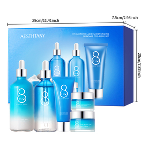 AESTHTANY Acide Hyaluronique, Ensemble de Soins de la Peau Luxueux Végan de 6 Pièces : Nettoyant Visage, Tonique, Sérum, Crème Contour des Yeux Hydratants - Product Image 2
