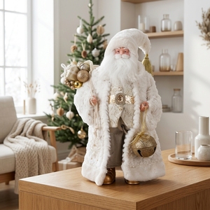 Ornements de Noël en fourrure dorée crème pour la décoration de table élégante du festival Albero Di Natale - Product Image 2