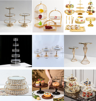 Support à gâteau 3 niveaux en or rose, présentoir à desserts en métal, tour de présentation pour le thé de l'après-midi, plateau de service pour pâtisseries et cupcakes pour mariage, fête, buffet