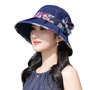 Sombrero de protección solar de verano para mujer, sombrero de ala ancha con estampado floral, transpirable, plegable, para uso al aire libre para madres - Product Image 5