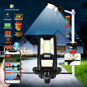 Véritable lampadaire solaire 4G à triple objectif avec caméra 6MP HD PTZ Sécurité extérieure avec contrôle audio et lumineux - Product Image 1