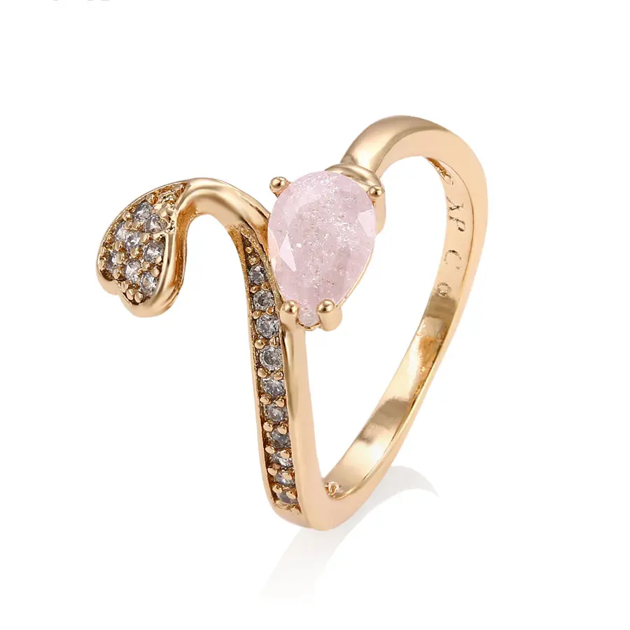 15201 Xuping Jewelry Wholesale Simple Fashion Personality Design Snake Shape Pink Diamond 18k Gold Plated Ring