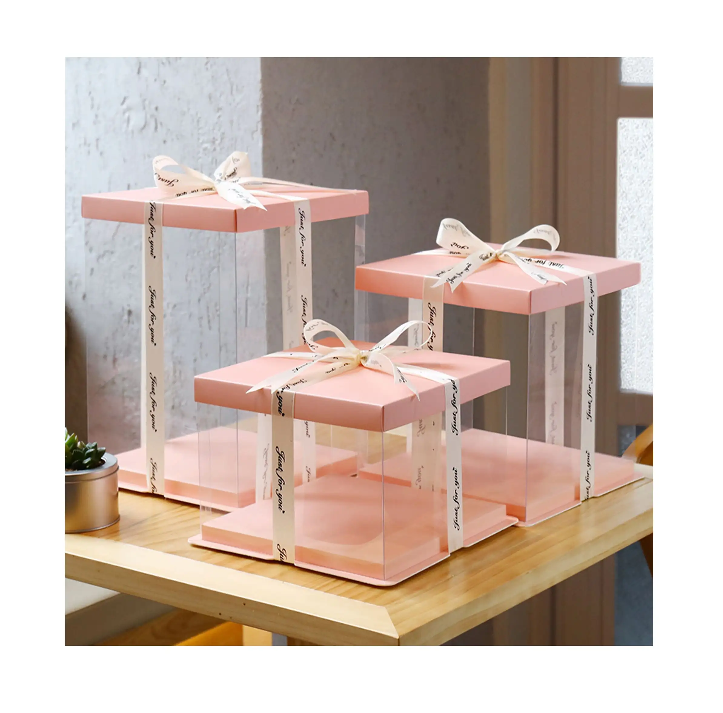 ZX/ صندوق شفاف من طبقتين أحادية وثنائية 6 بوصة، حاويات كعك بلاستيكية، مناسبة لحفلات أعياد الميلاد وتعبئة الهدايا