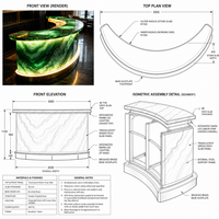 Comptoir de bar personnalisé unique avec éclairage RGB changeant de couleur pour boîte de nuit