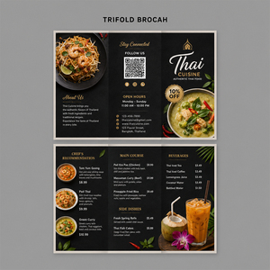 Menu personalizzati in carta patinata stampata, libretti menu a tre ante, brochure per ristoranti - Product Image 4