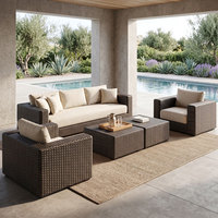 Ensemble de canapés d'extérieur YORLLA en rotin PE de luxe, aluminium, éponge haute résilience, meubles de patio en osier